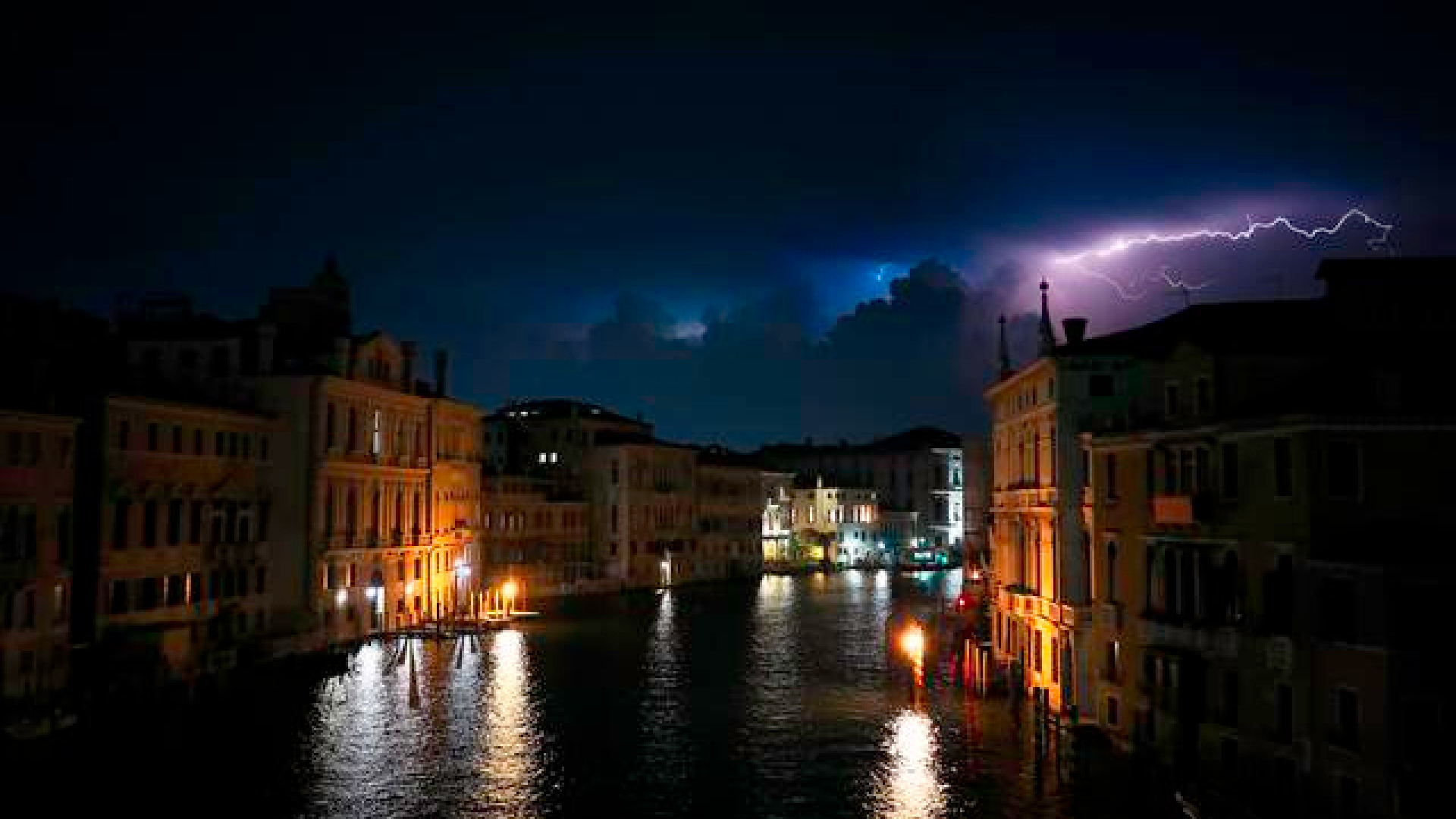 Venice canal grande thunderstorm