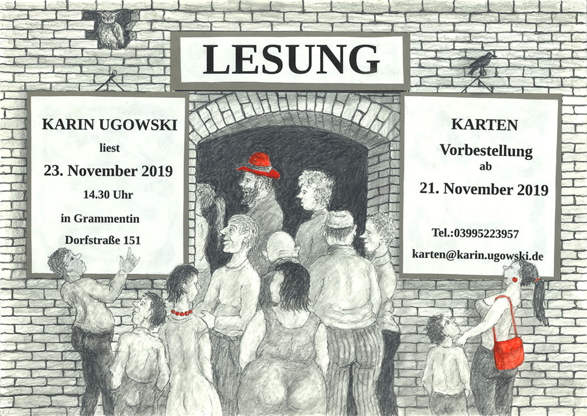 Abbildung: Poster - Lesung Karin Ugowski November 2019