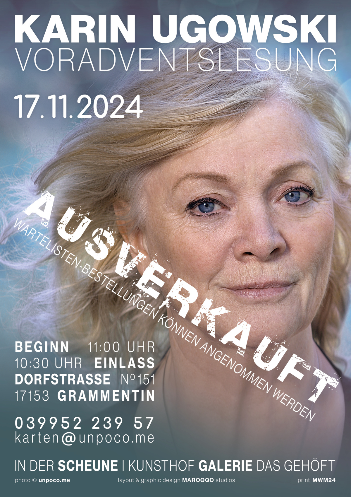 Poster Voradvent Lesung Karin Ugowski 2024 ausverkauft