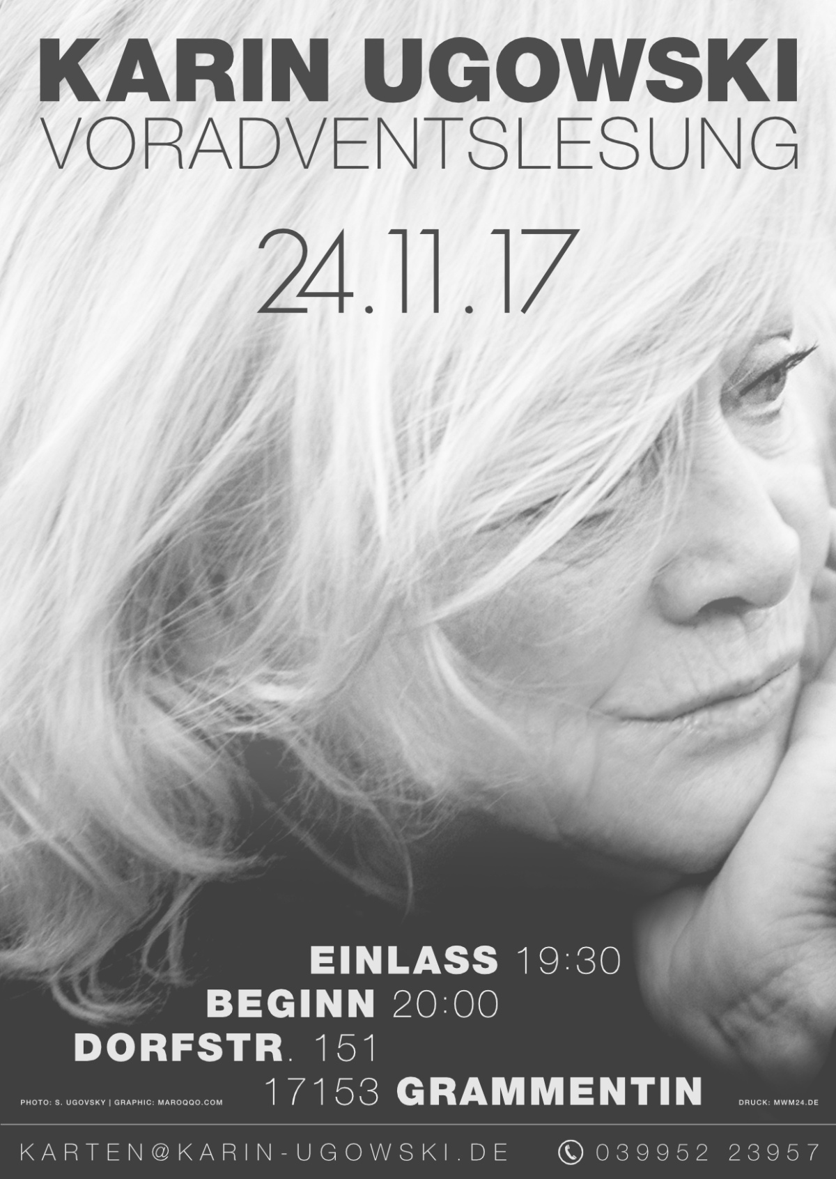 Abbildung vom Poster - Karin Ugowski Voradvendslesung 2017